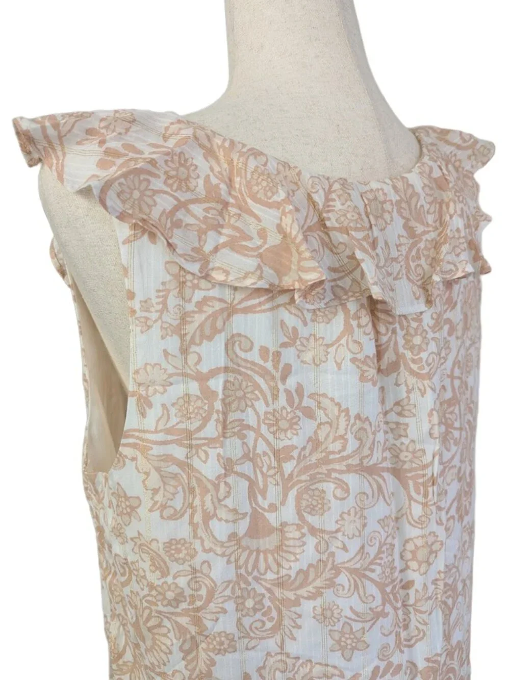 NWT LOFT Shimmer Ruffle V-Neck Shell - Picture 9 of 15